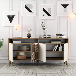 Κονσόλα Plastira Με Ράφια Καρυδί - Κρεμ 160x35x78 εκ. Μελαμίνης
