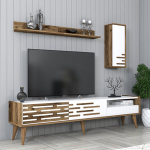 Σύνθεση Τηλεόρασης Profitis Καρυδί - Λευκό 180x45x35 εκ. Μελαμίνης
