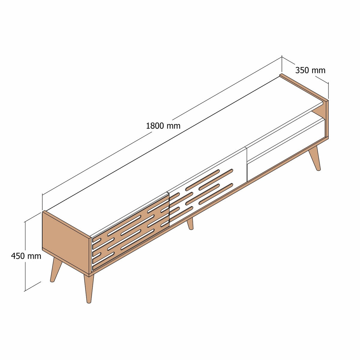 Έπιπλο Τηλεόρασης Profitis Καρυδί - Ανθρακί 180x45x35 εκ. Μελαμίνης