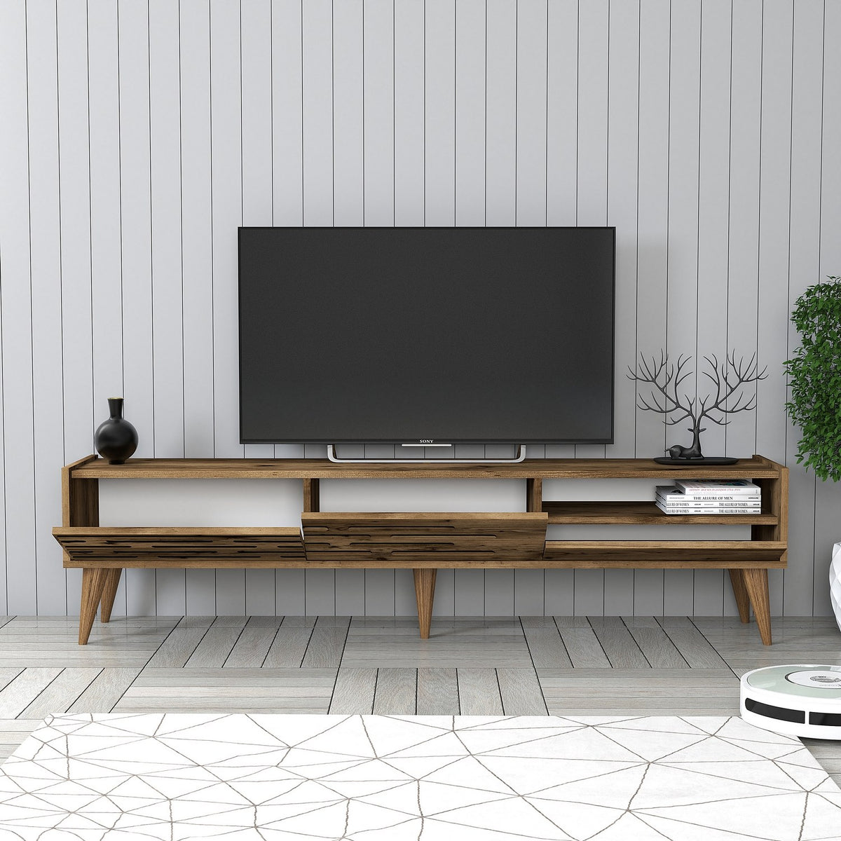 Έπιπλο Τηλεόρασης Profitis Καρυδί 180x45x35 εκ. Μελαμίνης