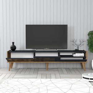 Σετ Σαλονιού Profitis Καρυδί - Ανθρακί 180x45x35 εκ. Μελαμίνης