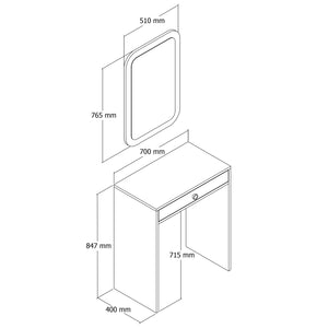Τουαλέτα Portes Με Καθρέφτη Καρυδί - Κρεμ 70x40x84.7 εκ. Μελαμίνης