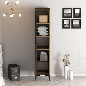 Ντουλάπα Pitsidia Καρυδί - Ανθρακί 40x47.5x201.4 εκ. Μελαμίνης Κωδ. 5404