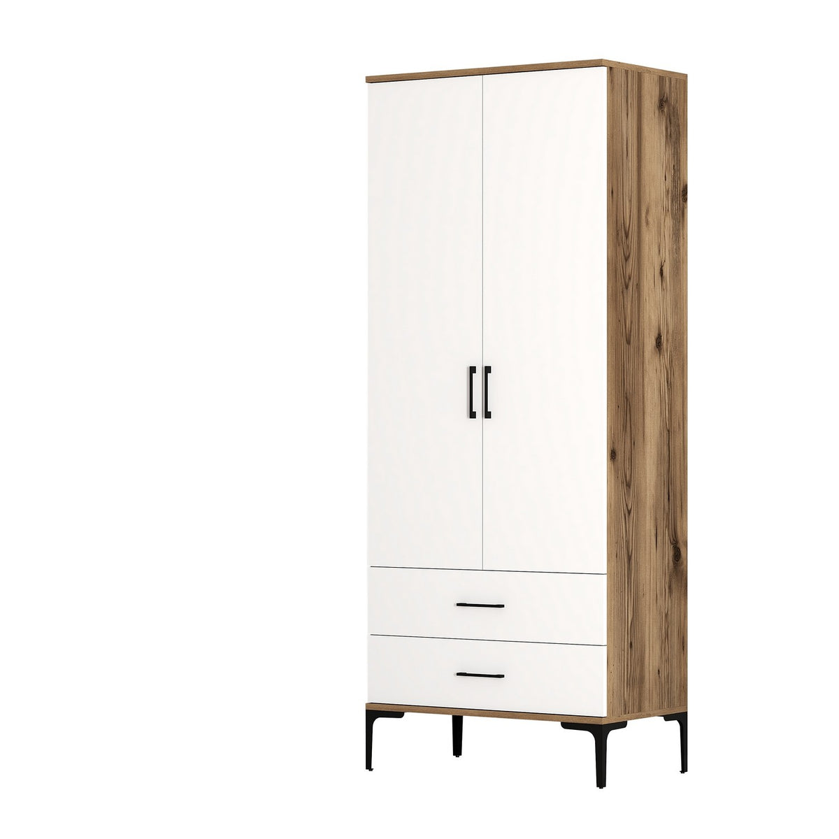 Ντουλάπα Platania Καρυδί - Λευκό 80x47.5x201.4 εκ. Μελαμίνης