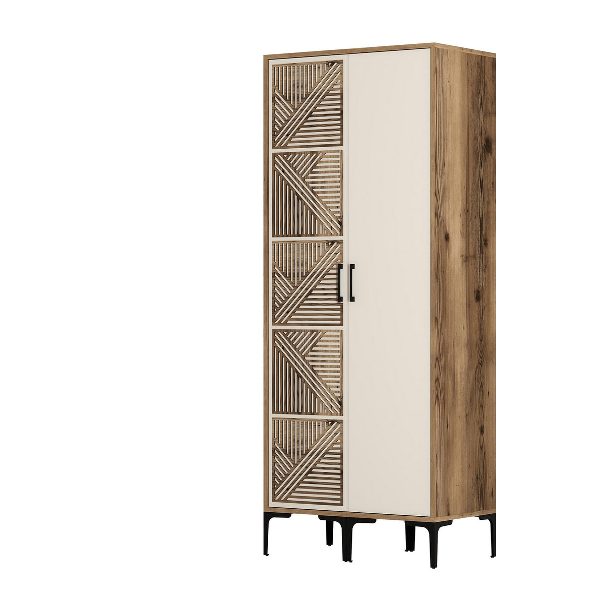 Ντουλάπα Petalida Καρυδί - Κρεμ 80x47.5x201.4 εκ. Μελαμίνης