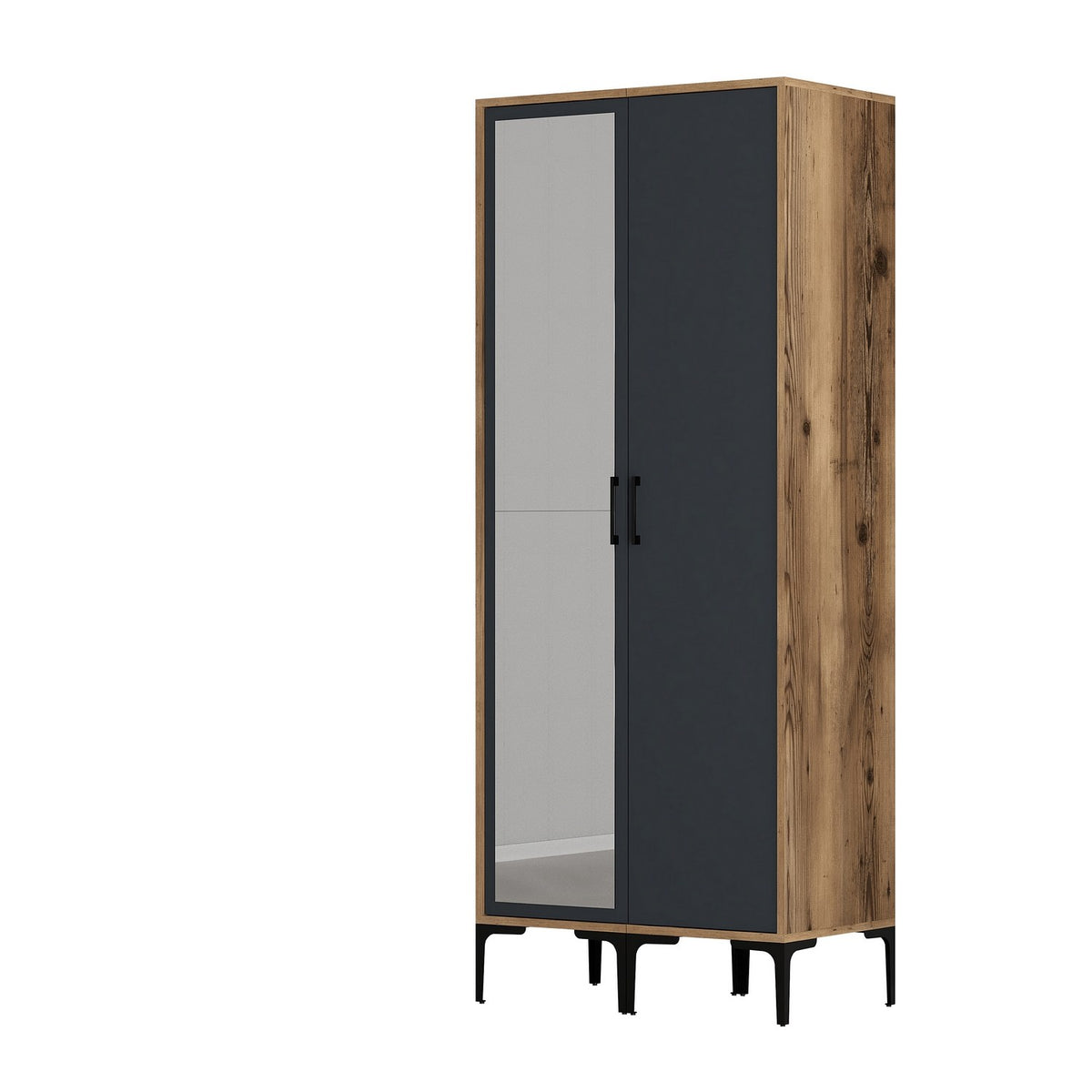 Ντουλάπα Pevkos Καρυδί - Ανθρακί 80x47.5x201.4 εκ. Μελαμίνης
