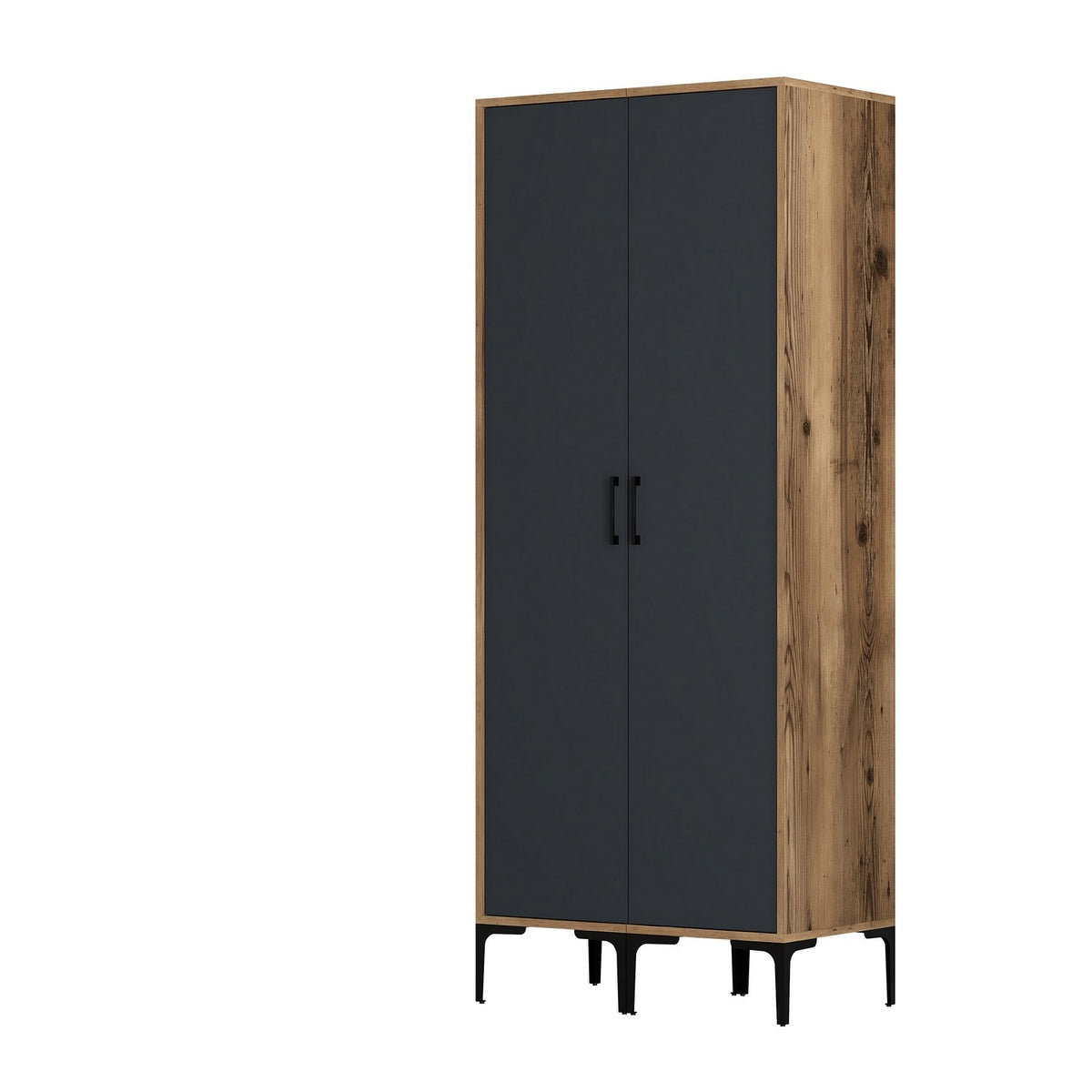 Ντουλάπα Parathina Καρυδί - Ανθρακί 80x47.5x201.4 εκ. Μελαμίνης