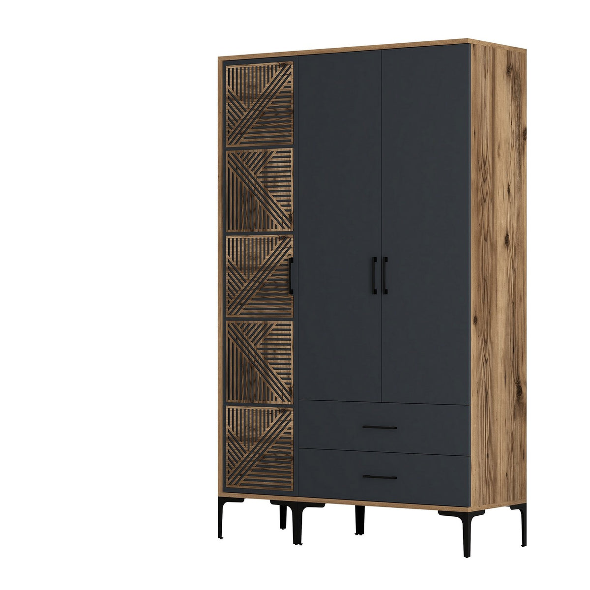 Ντουλάπα Kypseli Καρυδί - Ανθρακί 120x47.5x201.4 εκ. Μελαμίνης