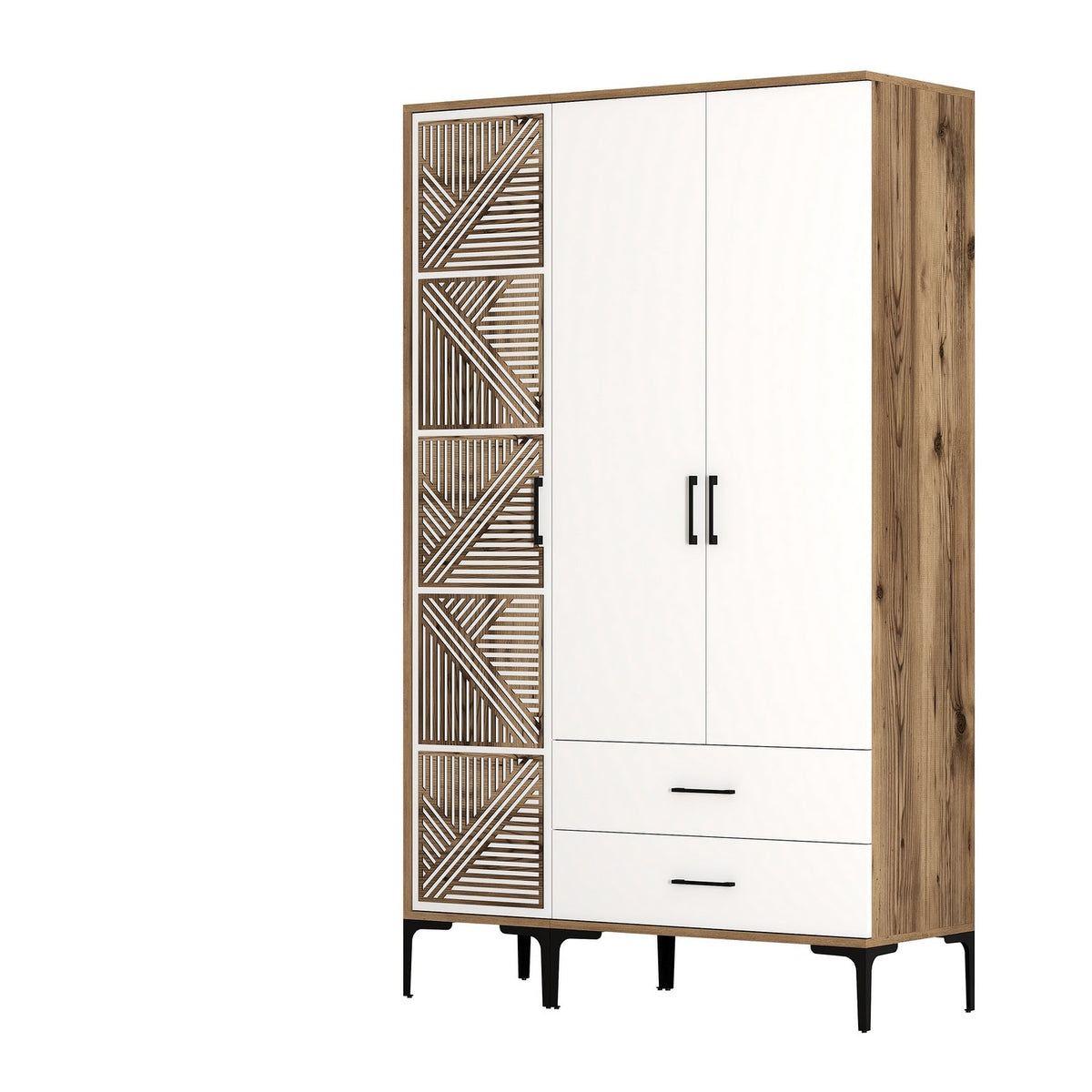Ντουλάπα Kypseli Καρυδί - Λευκό 120x47.5x201.4 εκ. Μελαμίνης - Pakobazaar