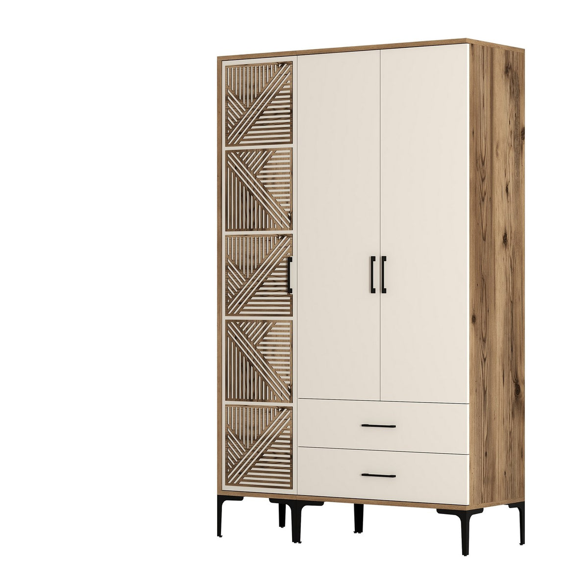 Ντουλάπα Kypseli Καρυδί - Κρεμ 120x47.5x201.4 εκ. Μελαμίνης