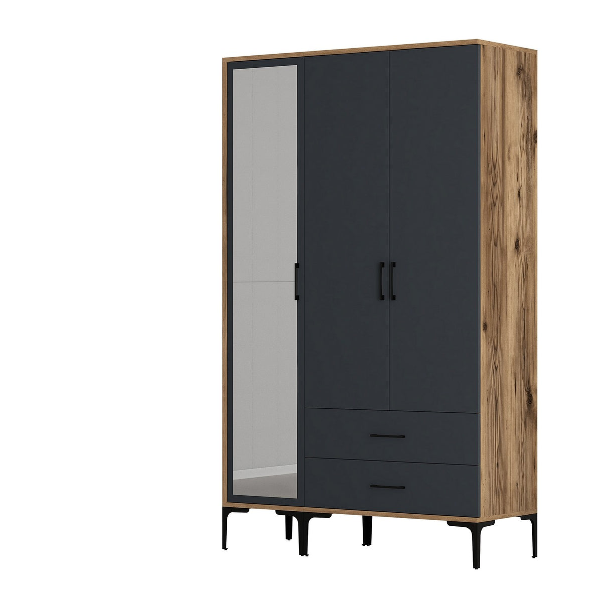 Ντουλάπα Pentalofos Καρυδί - Ανθρακί 120x47.5x201.4 εκ. Μελαμίνης