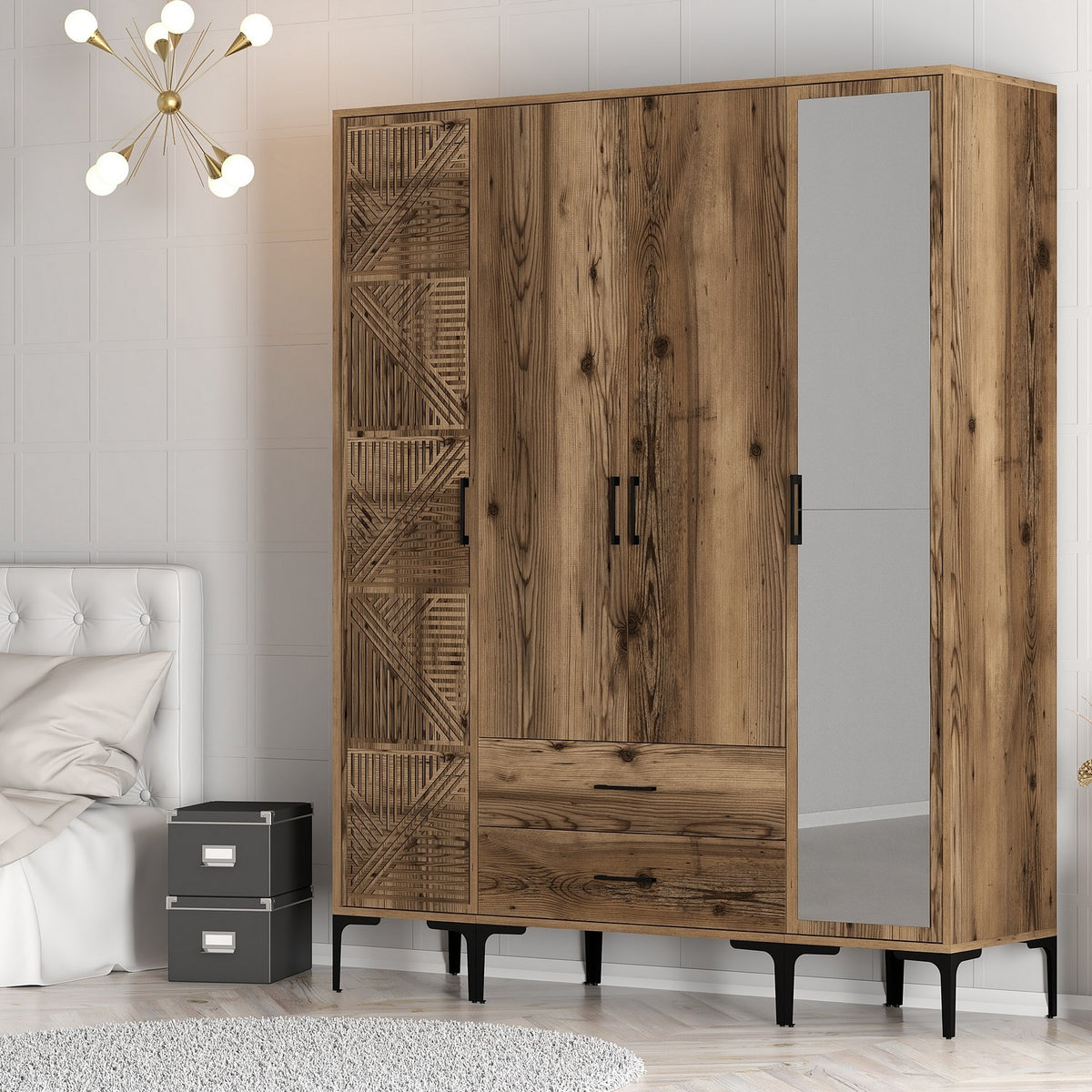 Ντουλάπα Pantokratoras Καρυδί 160x47.5x201.4 εκ. Μελαμίνης - Pakobazaar