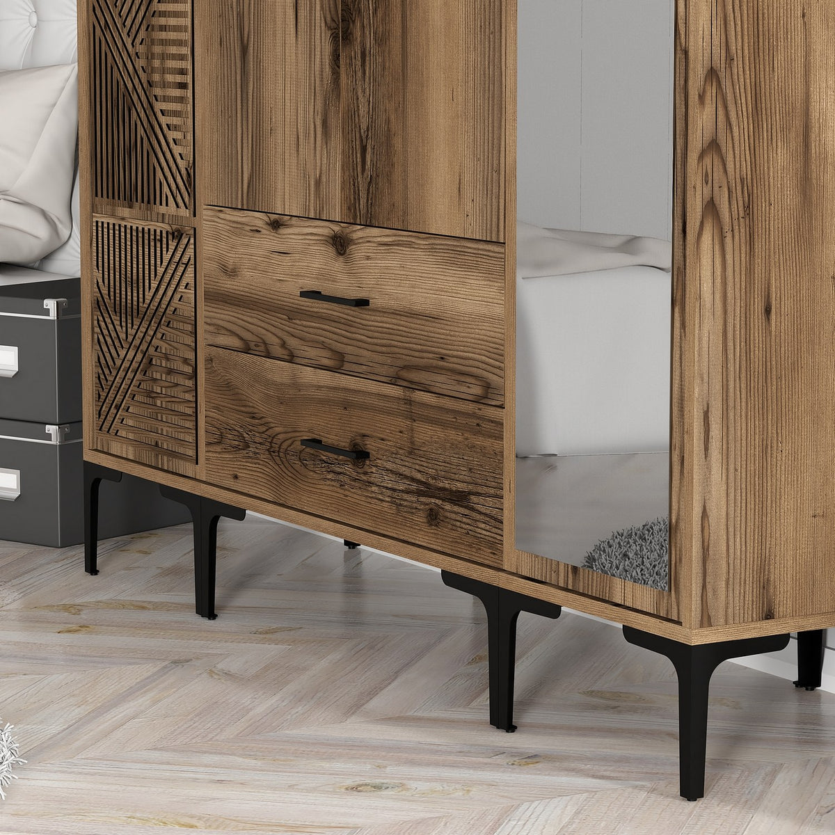 Ντουλάπα Pantokratoras Καρυδί 160x47.5x201.4 εκ. Μελαμίνης - Pakobazaar