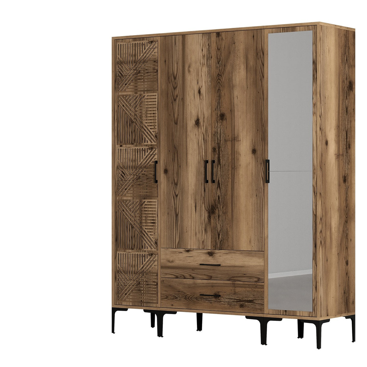 Ντουλάπα Pantokratoras Καρυδί 160x47.5x201.4 εκ. Μελαμίνης - Pakobazaar