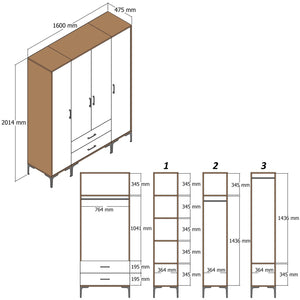 Ντουλάπα Pantokratoras Καρυδί 160x47.5x201.4 εκ. Μελαμίνης - Pakobazaar