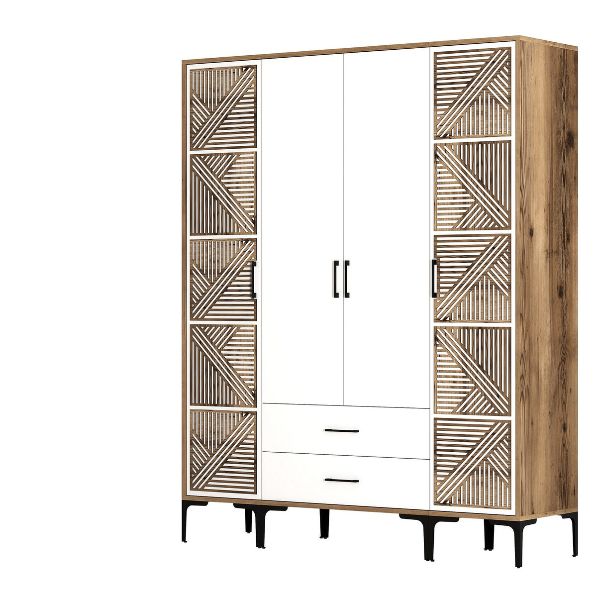 Ντουλάπα Palioura Καρυδί - Λευκό 160x47.5x201.4 εκ. Μελαμίνης