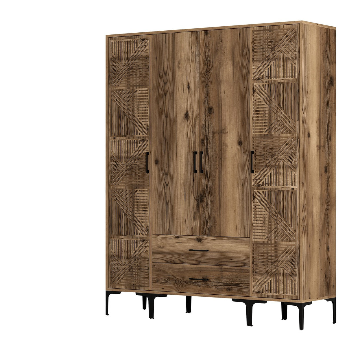 Ντουλάπα Palioura Καρυδί 160x47.5x201.4 εκ. Μελαμίνης - Pakobazaar