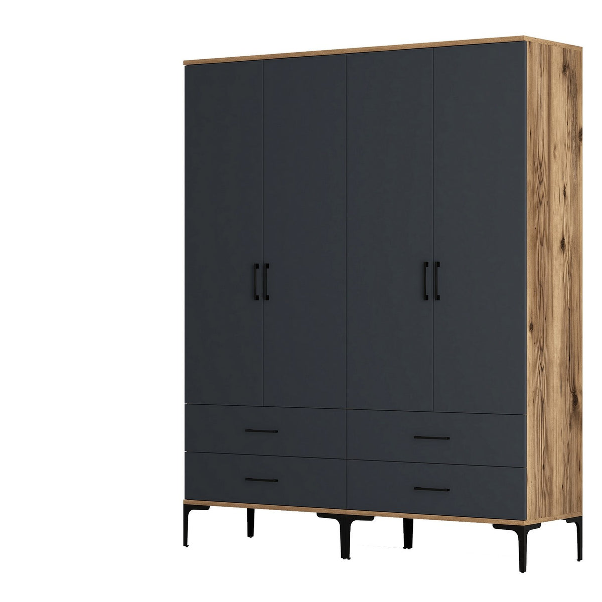 Ντουλάπα Pagoneri Καρυδί - Ανθρακί 160x47.5x201.4 εκ. Μελαμίνης - Pakobazaar