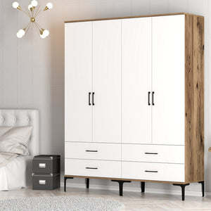Ντουλάπα Pagoneri Καρυδί - Λευκό 160x47.5x201.4 εκ. Μελαμίνης
