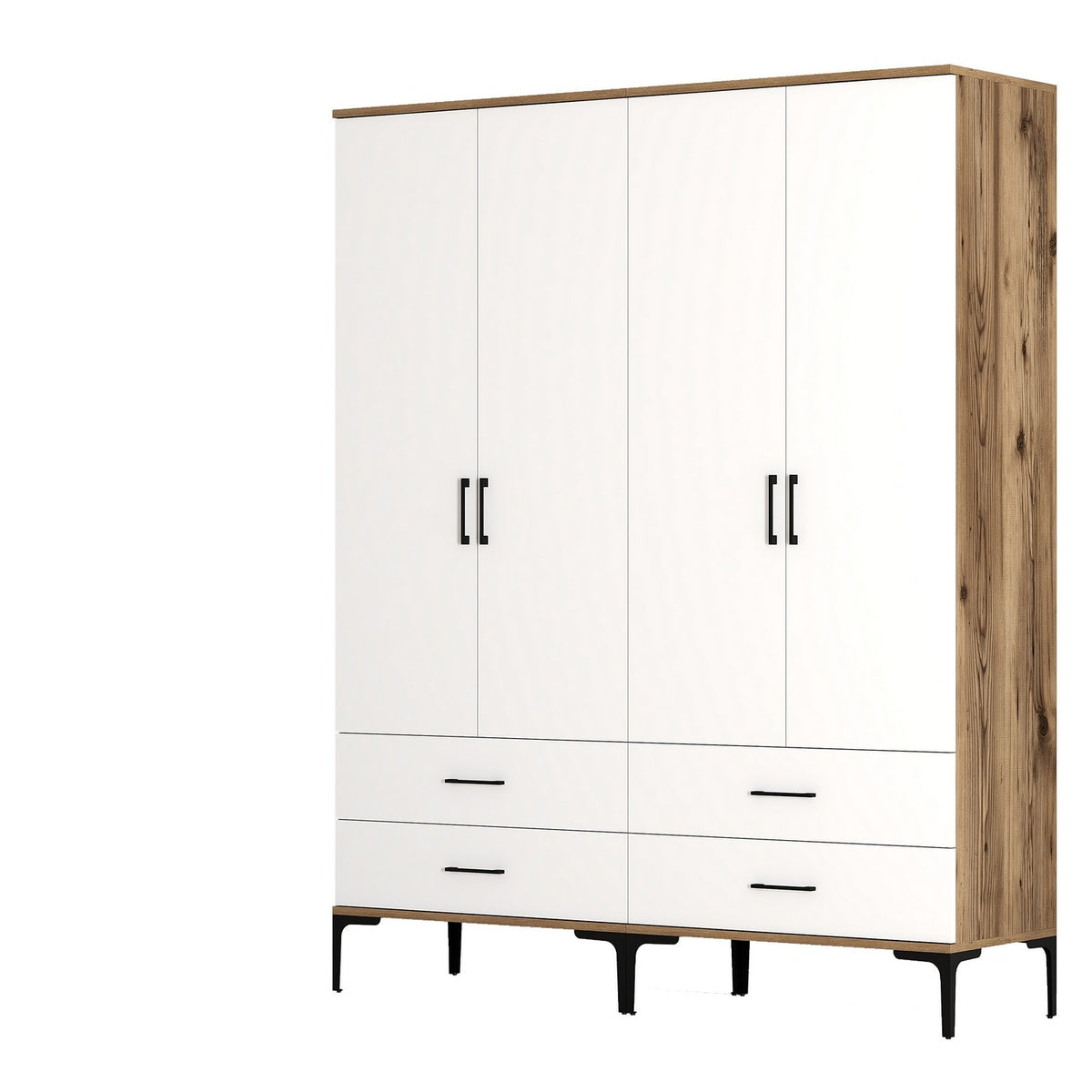 Ντουλάπα Pagoneri Καρυδί - Λευκό 160x47.5x201.4 εκ. Μελαμίνης