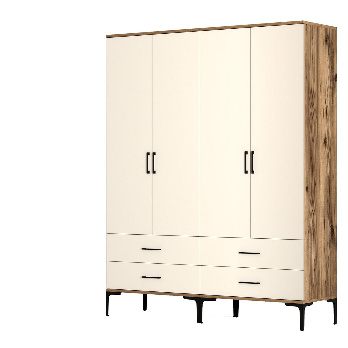 Ντουλάπα Pagoneri Καρυδί - Κρεμ 160x47.5x201.4 εκ. Μελαμίνης