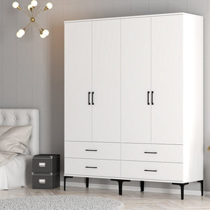 Ντουλάπα Pagoneri Λευκό 160x47.5x201.4 εκ. Μελαμίνης - Pakobazaar