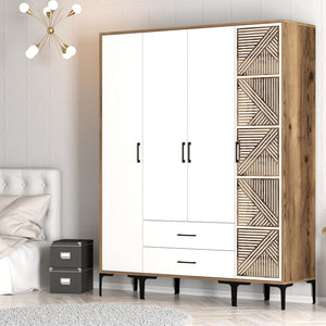 Ντουλάπα Ormylia Καρυδί - Λευκό 160x47.5x201.4 εκ. Μελαμίνης