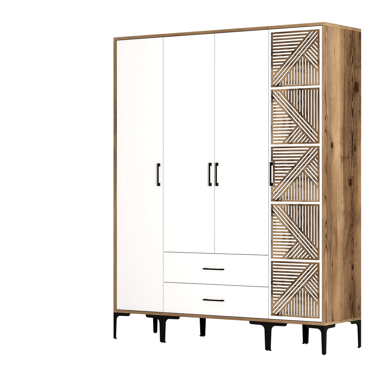 Ντουλάπα Ormylia Καρυδί - Λευκό 160x47.5x201.4 εκ. Μελαμίνης