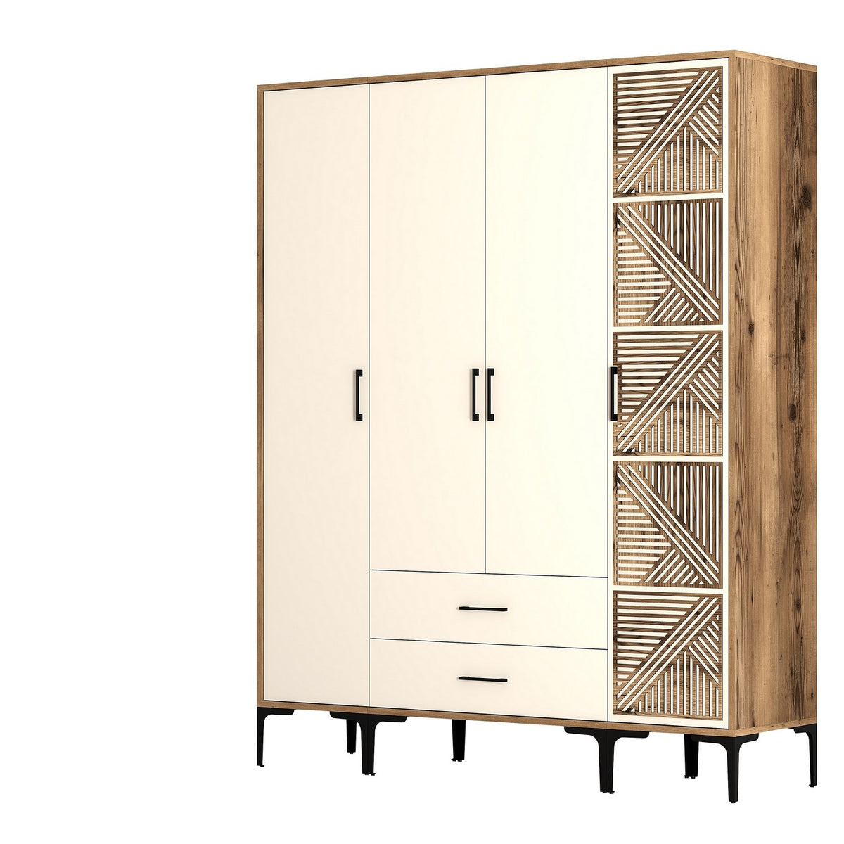 Ντουλάπα Ormylia Καρυδί - Κρεμ 160x47.5x201.4 εκ. Μελαμίνης