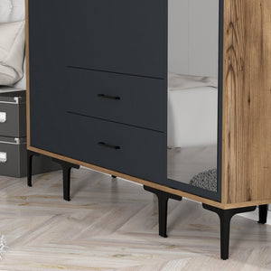 Ντουλάπα Orestio Καρυδί - Ανθρακί 160x47.5x201.4 εκ. Μελαμίνης - Pakobazaar