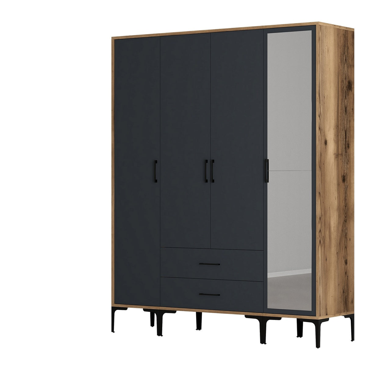 Ντουλάπα Orestio Καρυδί - Ανθρακί 160x47.5x201.4 εκ. Μελαμίνης - Pakobazaar