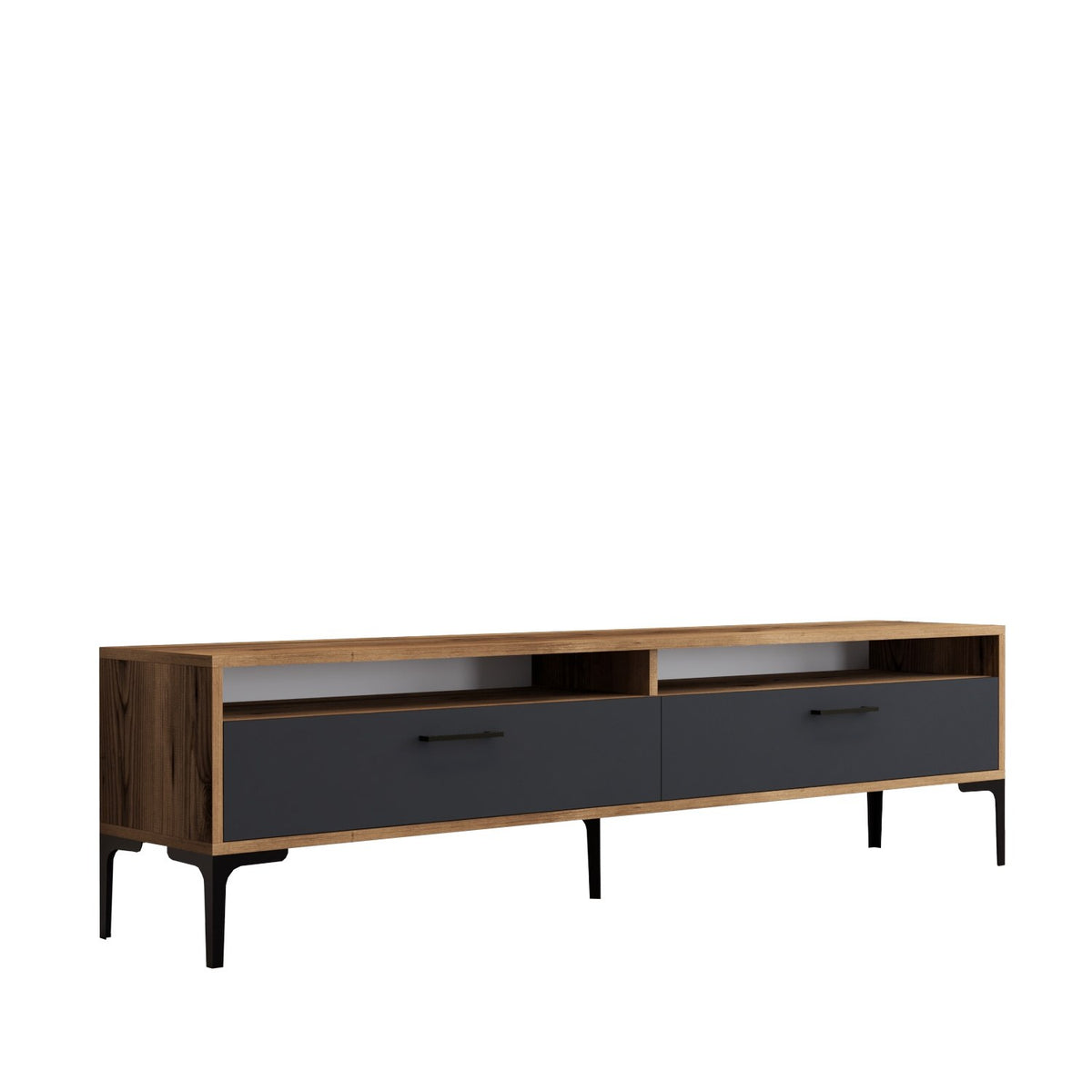Έπιπλο Τηλεόρασης Omalos Καρυδί - Ανθρακί 180x47x35 εκ. Μελαμίνης