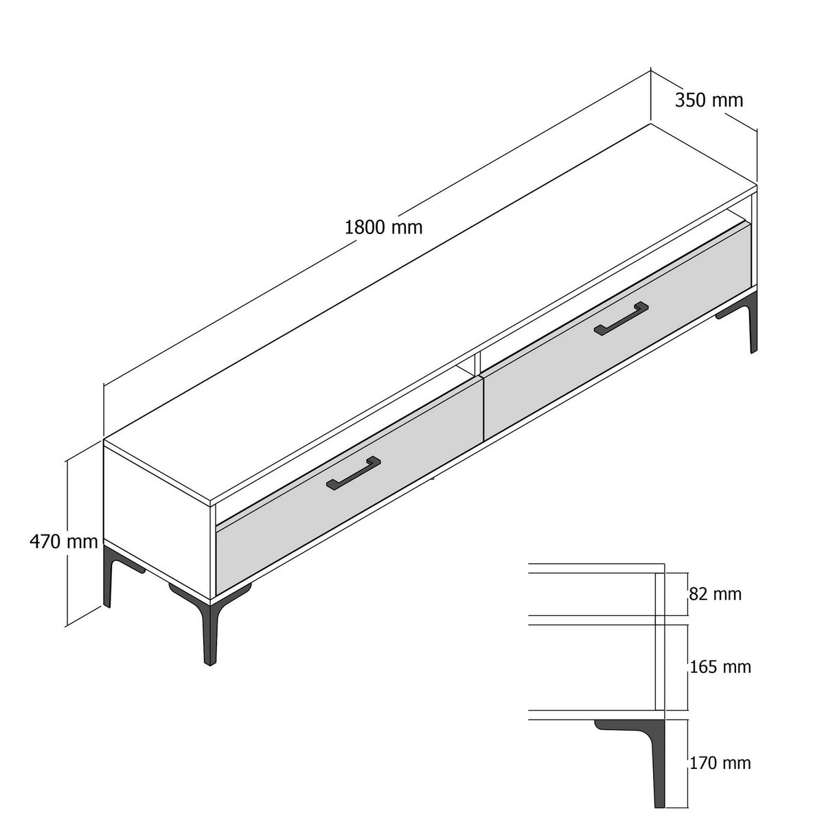 Έπιπλο Τηλεόρασης Omalos Καρυδί - Κρεμ 180x47x35 εκ. Μελαμίνης