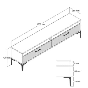 Έπιπλο Τηλεόρασης Omalos Καρυδί - Κρεμ 180x47x35 εκ. Μελαμίνης