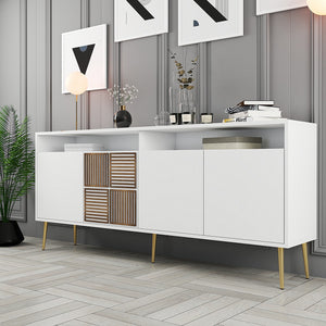 Κονσόλα Plastira Λευκό - Χρυσό 180x35x77 εκ. Μελαμίνης