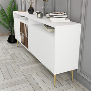 Κονσόλα Plastira Λευκό - Χρυσό 180x35x77 εκ. Μελαμίνης