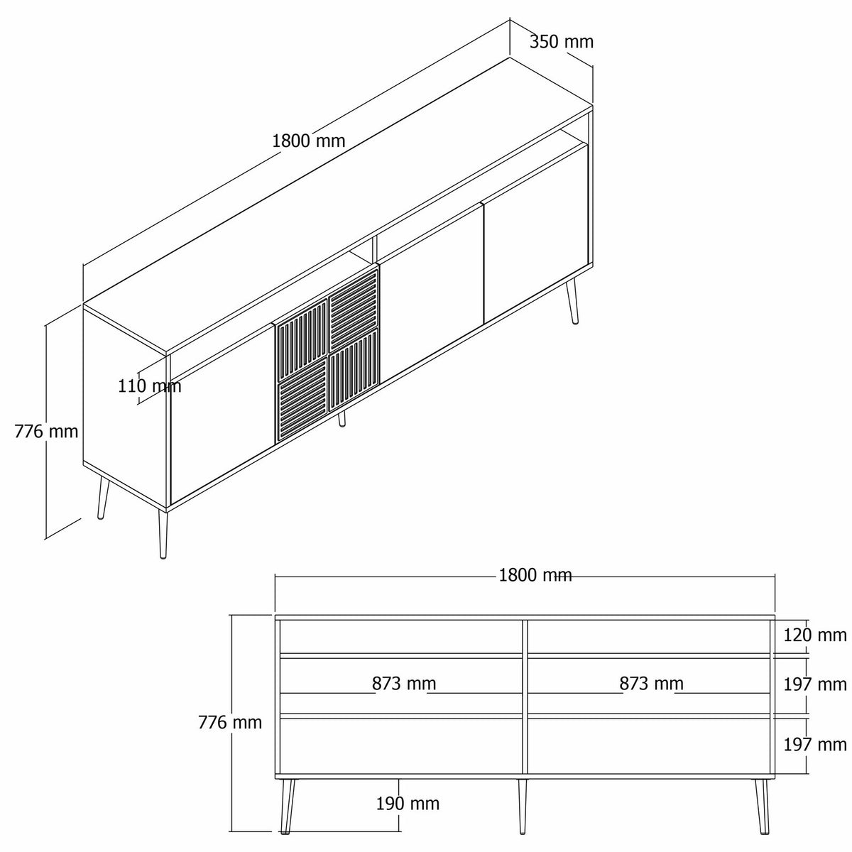 Κονσόλα Plastira Λευκό - Χρυσό 180x35x77 εκ. Μελαμίνης