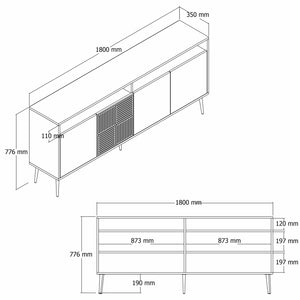 Κονσόλα Plastira Λευκό - Χρυσό 180x35x77 εκ. Μελαμίνης
