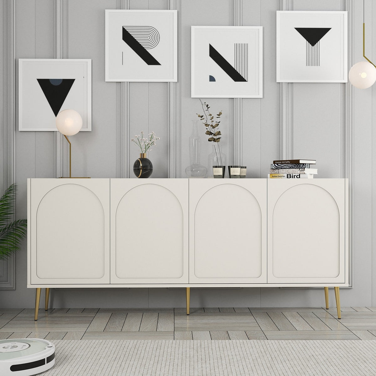 Κονσόλα Kastriani Κρεμ - Χρυσό 180x35x80 εκ. Μελαμίνης - Pakobazaar