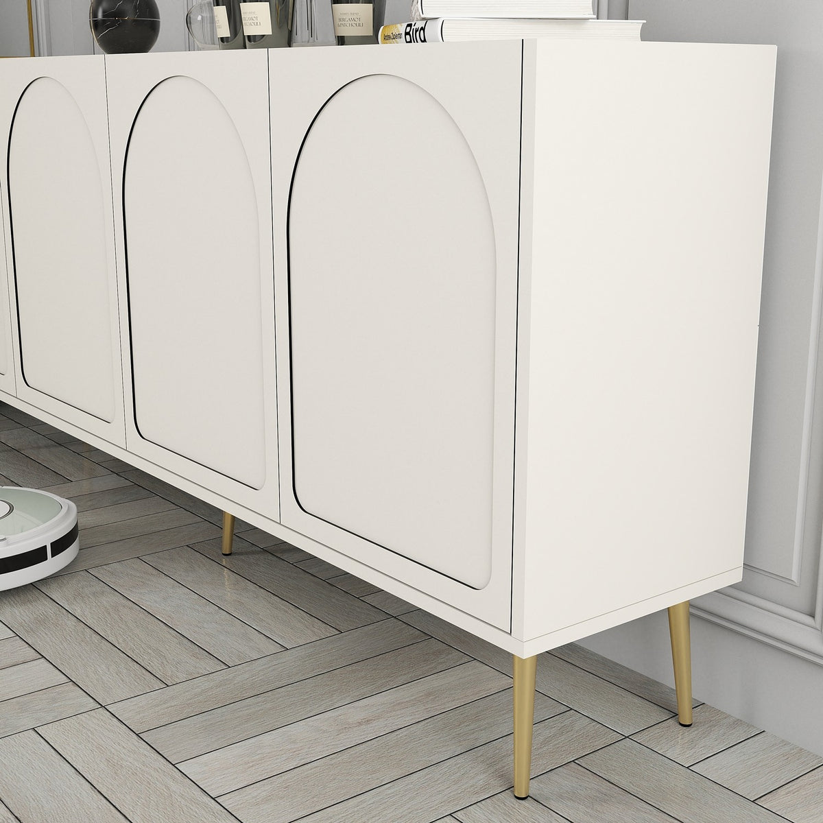 Κονσόλα Kastriani Κρεμ - Χρυσό 180x35x80 εκ. Μελαμίνης - Pakobazaar