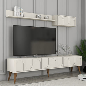 Σύνθεση Τηλεόρασης Kastriani Κρεμ - Καρυδί 180x35x44 εκ. Μελαμίνης