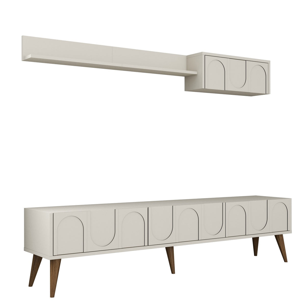 Σύνθεση Τηλεόρασης Kastriani Κρεμ - Καρυδί 180x35x44 εκ. Μελαμίνης