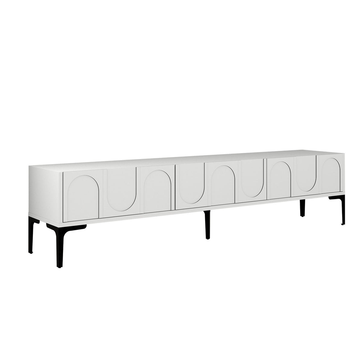 Έπιπλο Τηλεόρασης Kastriani Λευκό - Μαύρο 180x35x42 εκ. Μελαμίνης