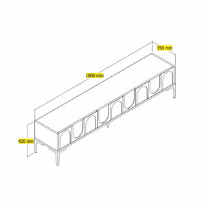 Έπιπλο Τηλεόρασης Kastriani Atlas - Μαύρο 180x35x42 εκ. Μελαμίνης