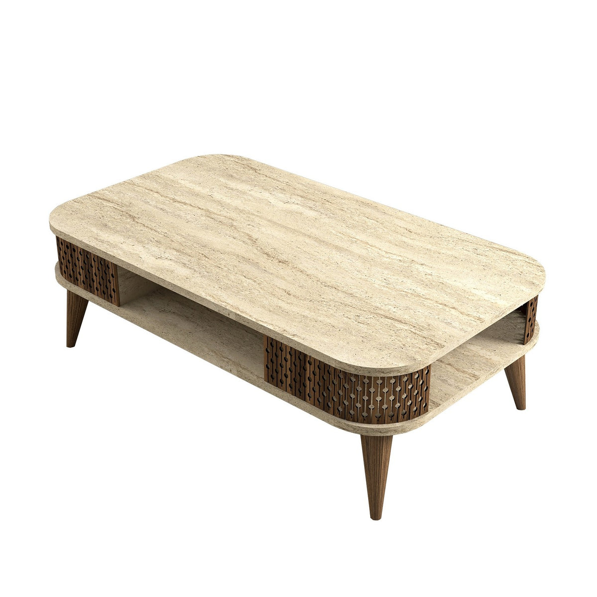 Τραπεζάκι Σαλονιού Trypiti Travertine 105x60x35 εκ. Μελαμίνης