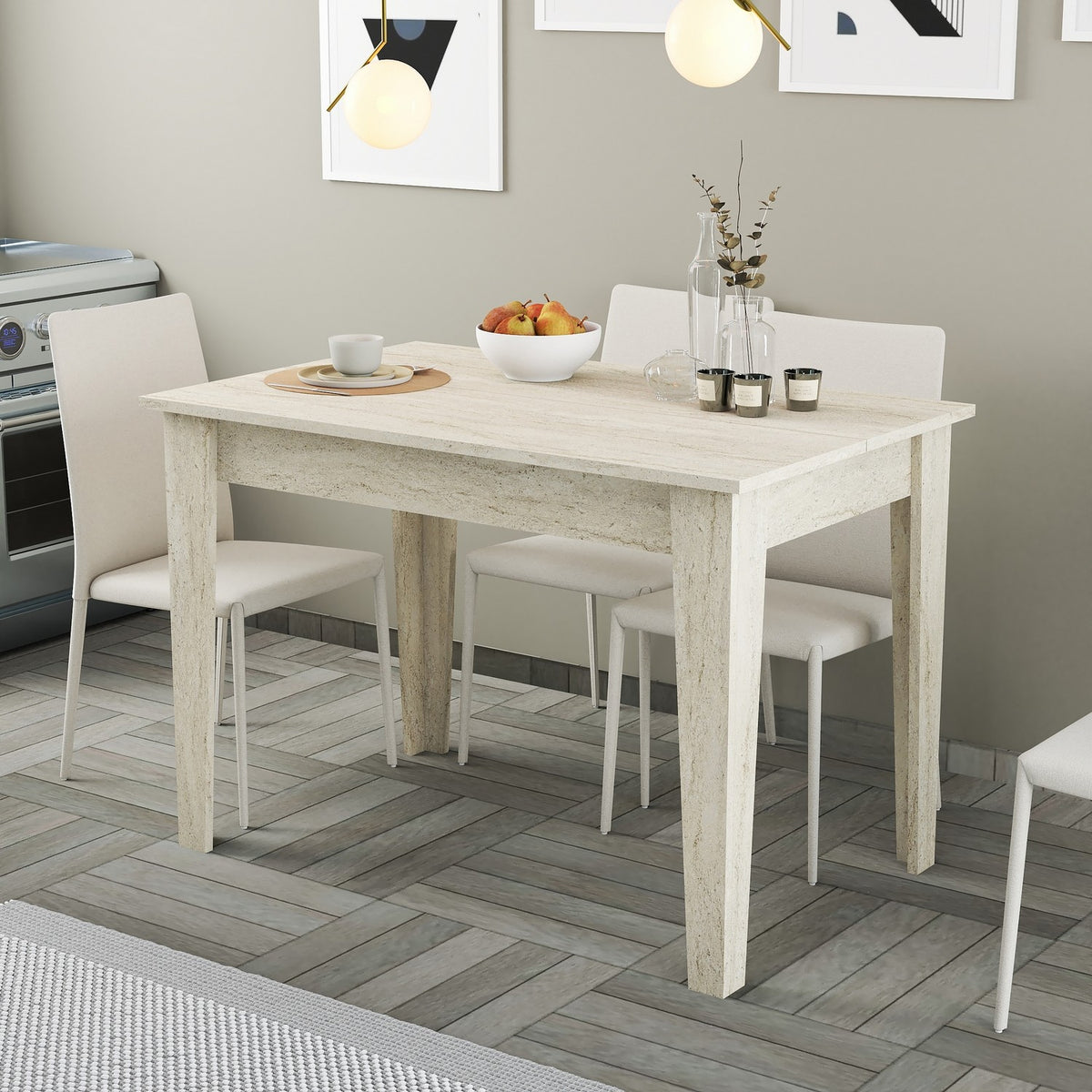 Τραπέζι Κουζίνας Patmos Travertine 110x72x75 εκ. Μελαμίνης