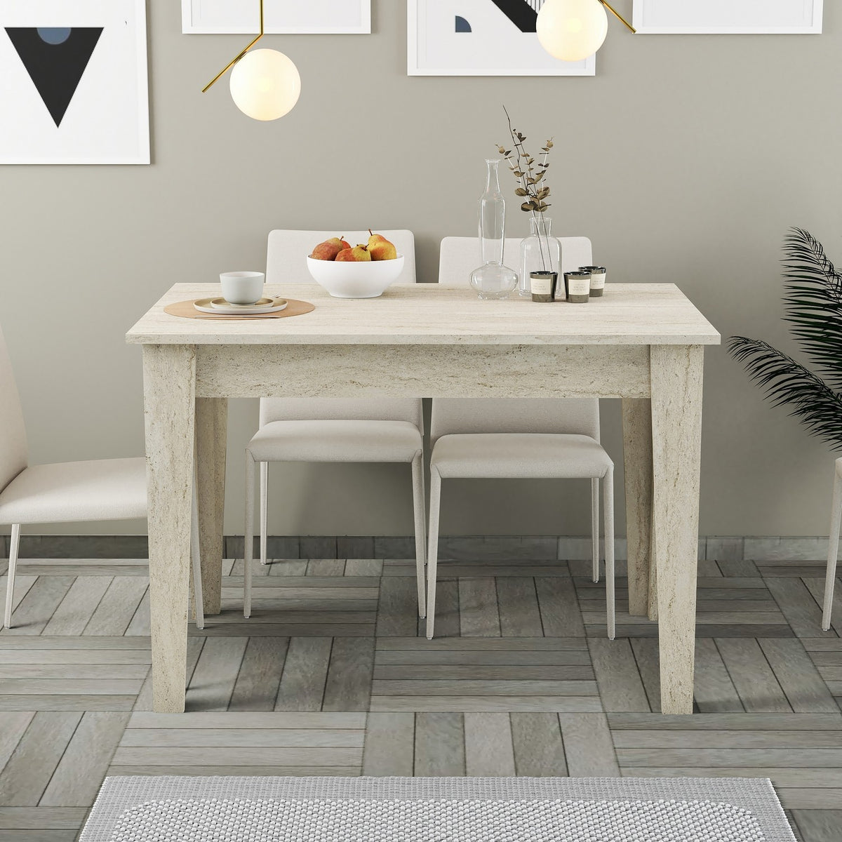 Τραπέζι Κουζίνας Patmos Travertine 110x72x75 εκ. Μελαμίνης