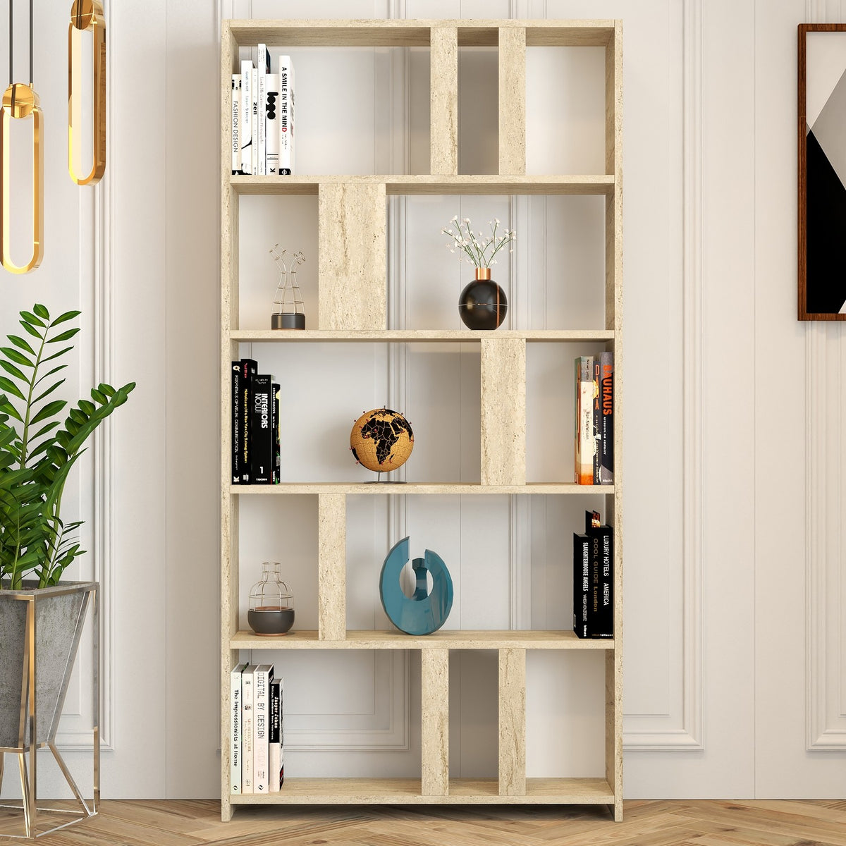 Βιβλιοθήκη Agapi Travertine 90x20x180 εκ. Μελαμίνης