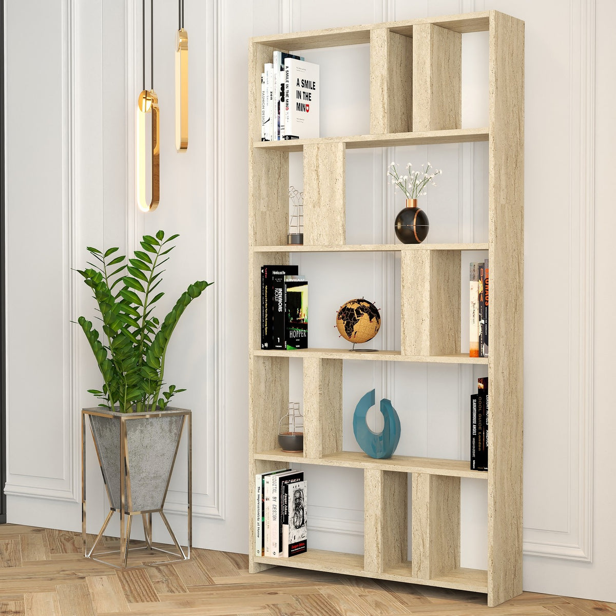 Βιβλιοθήκη Agapi Travertine 90x20x180 εκ. Μελαμίνης