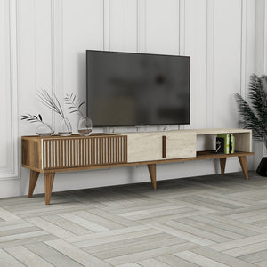 Έπιπλο Τηλεόρασης Plastira Με Ράφια Καρυδί - Travertine 180x35x40 εκ. Μελαμίνης